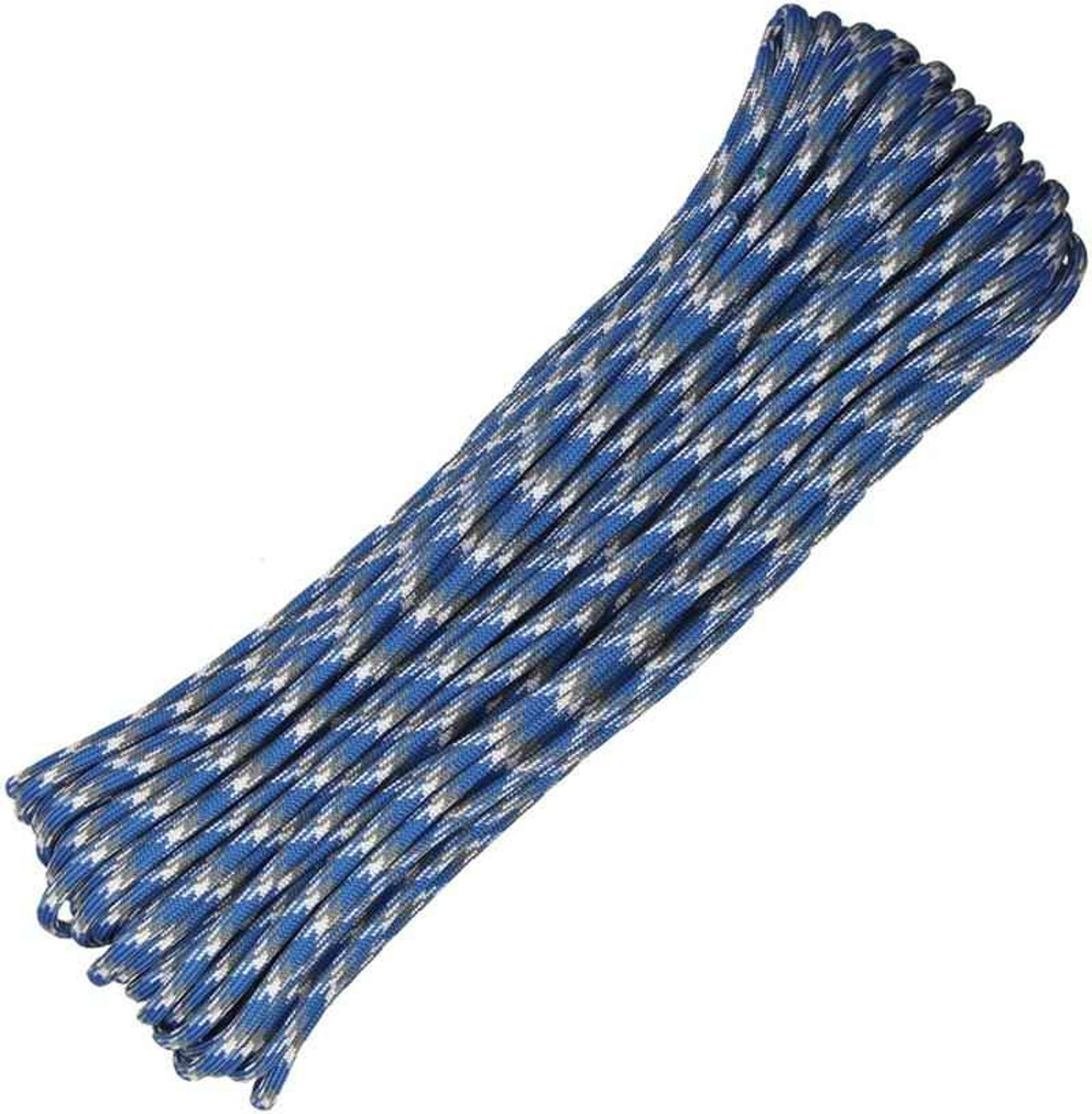 Parachute Cord Celsius - (Electric blue, gray and white). 100 ft.