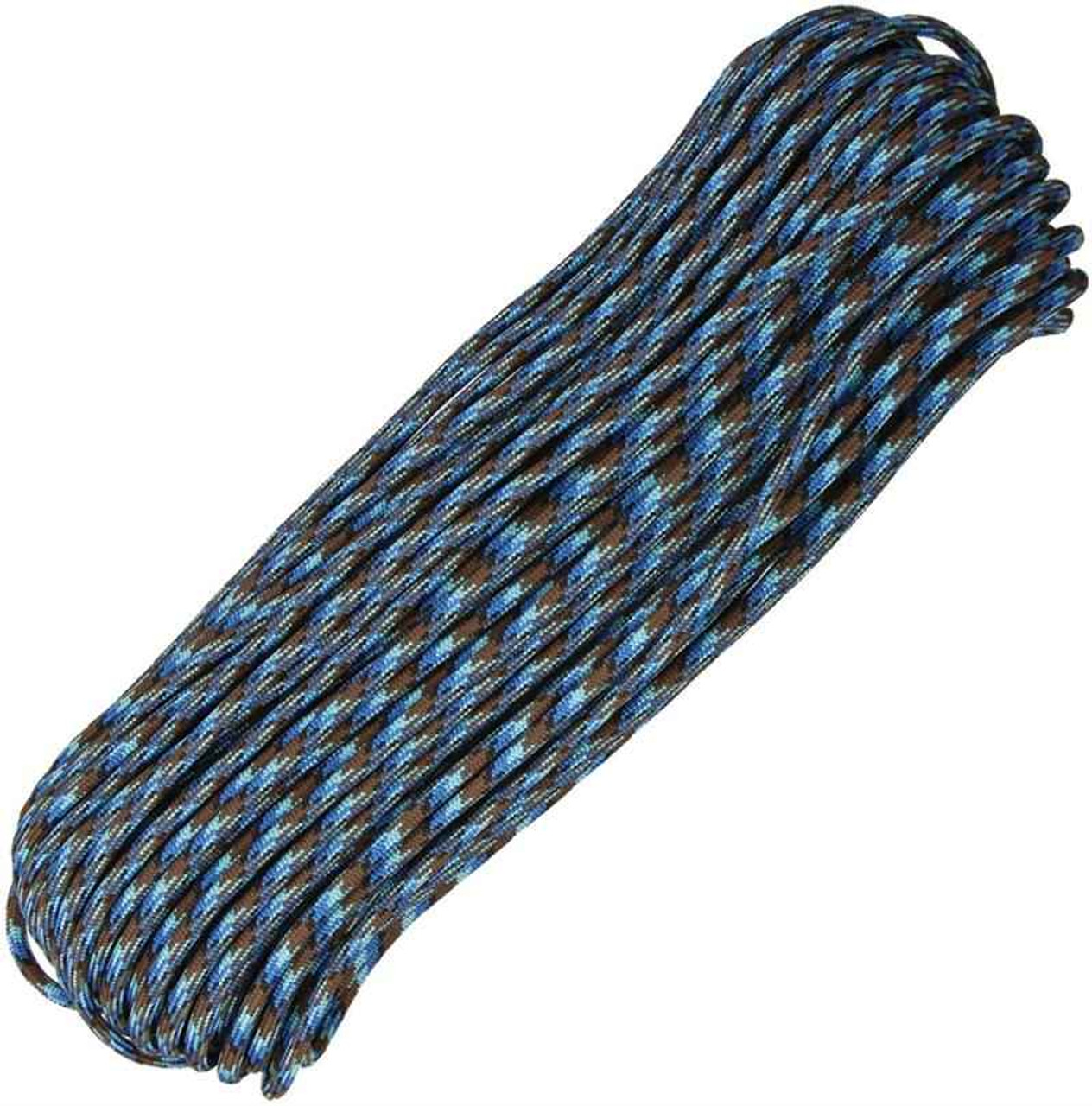 Parachute Cord Abyss - (Brown, black, electric blue and light blue). 100 ft.