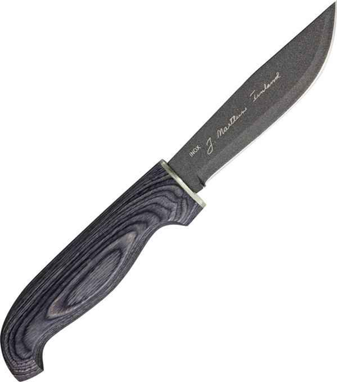 Marttiini Skinner. 9" overall. 4 1/4" stainless blade with black Teflon, finish.