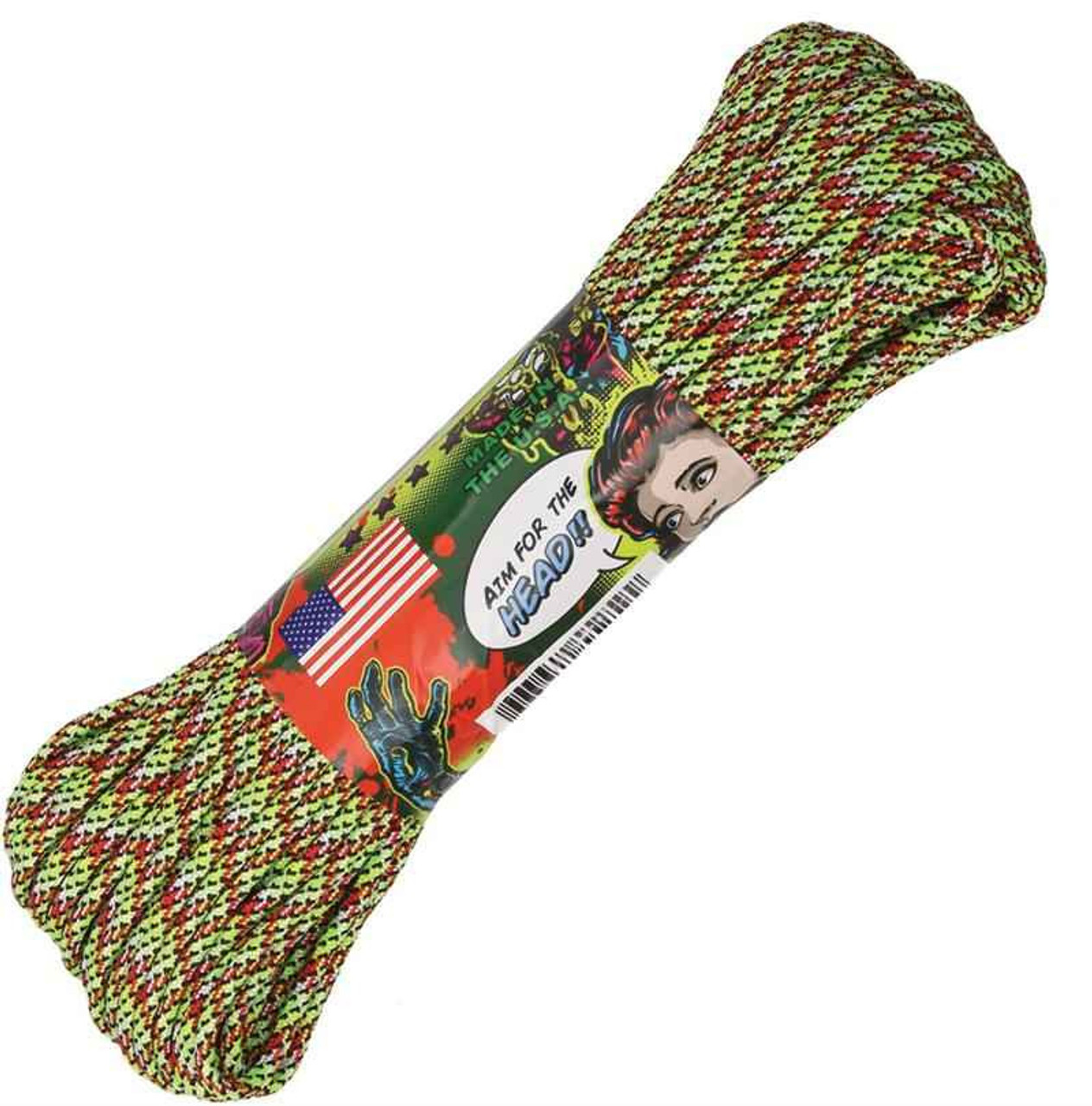 Parachute Cord Toxicity - Zombie Edition. (Black, red, white, yellow and neon green). 100 ft.