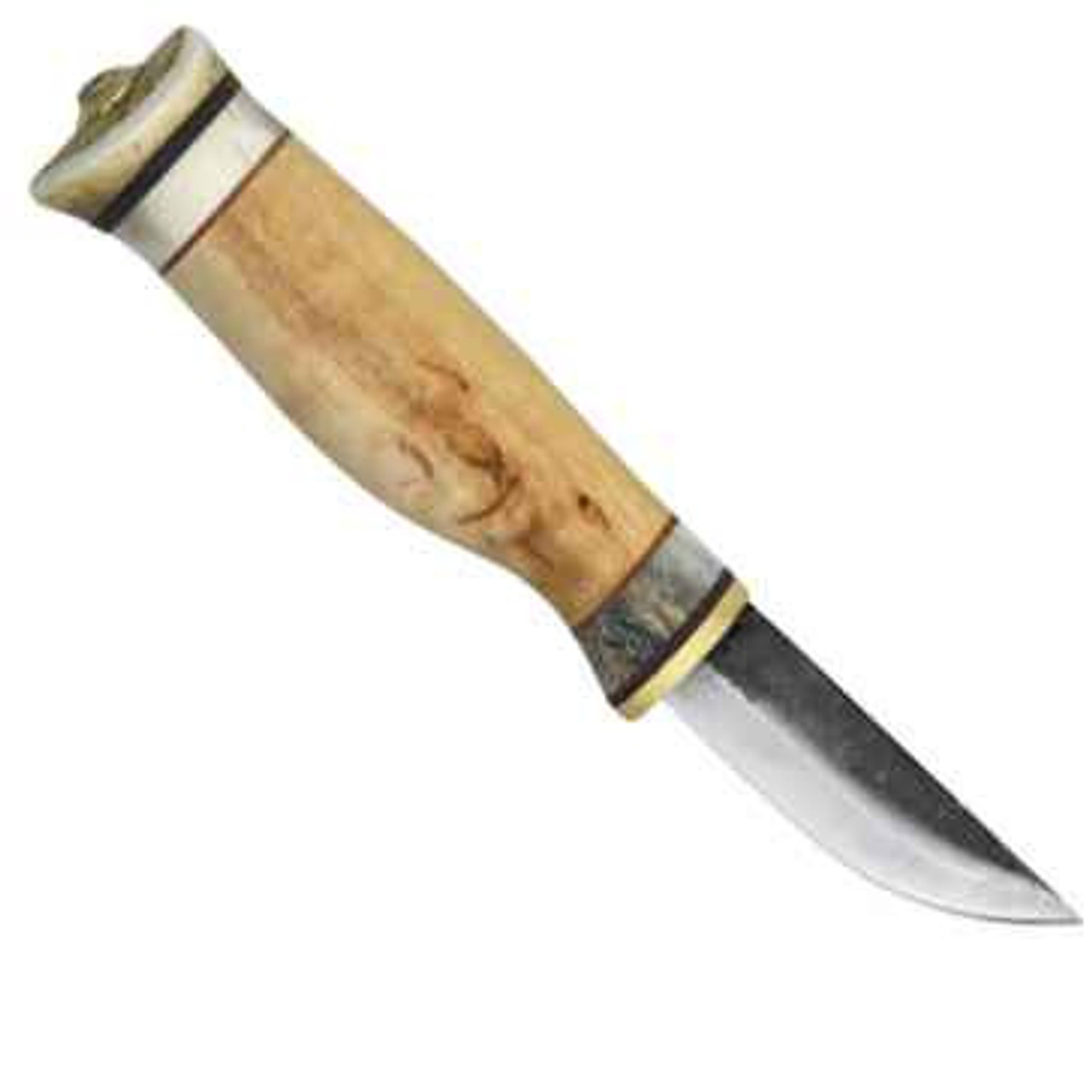Kero Sami Scout, Curly Birch and Reindeer Antler Handle, 2 3/8 in. High Carbon Steel Blade