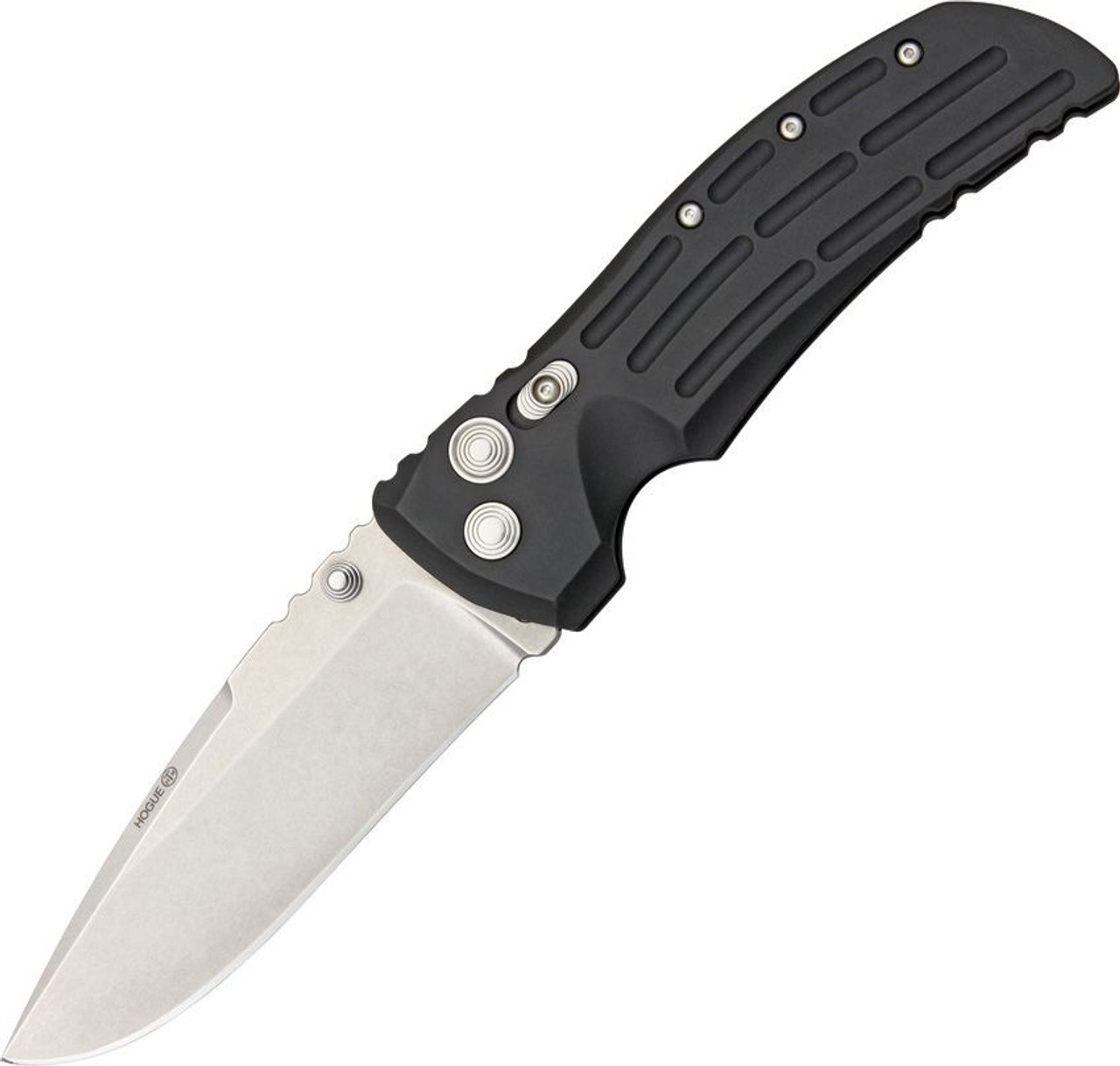 Houge EX-01 Large Tactical (HO34150) 4" CPM-154CM Stonewashed Drop Point Plain Blade, Black Sculpted Aluminum Handle