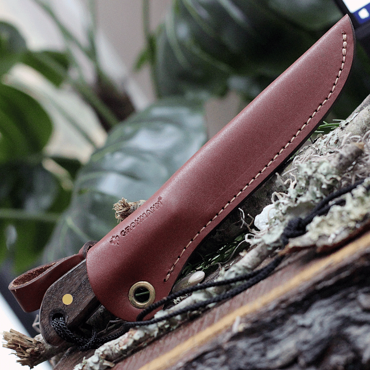 Grohmann Knives #3 Boat Knife R3S, 4" Satin Stainless Steel Fixed Blade, Rosewood Handle w/Brown Leather Sheath