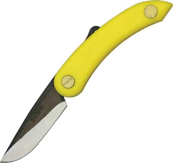 SVORD Mini Peasant Knife, Yellow Polypropylene Handle