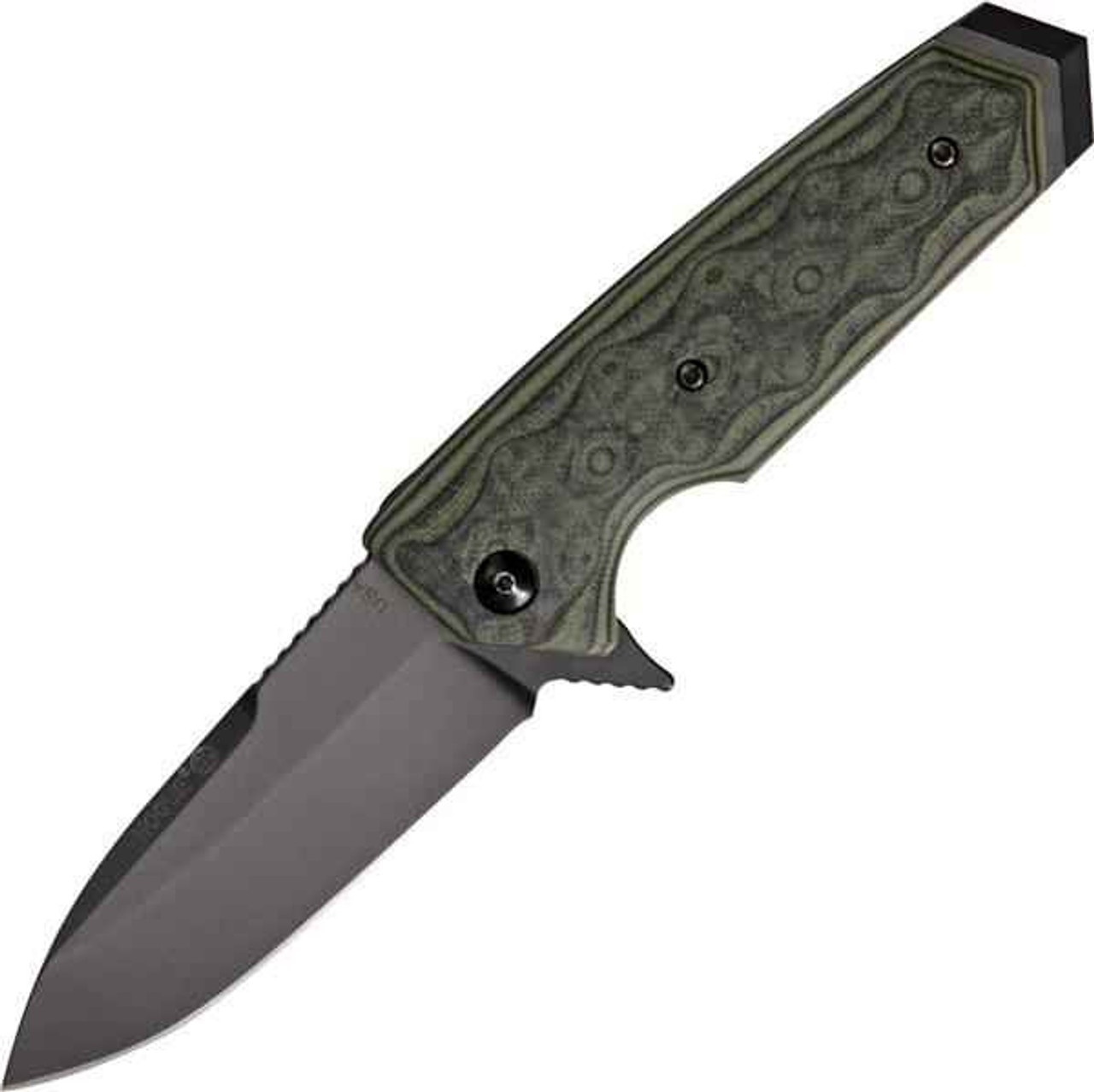Hogue EX-02 (HO34238) 3.375" CPM-154CM Black Spear Point Plain Blade, Green G-Mascus G-10 Handle
