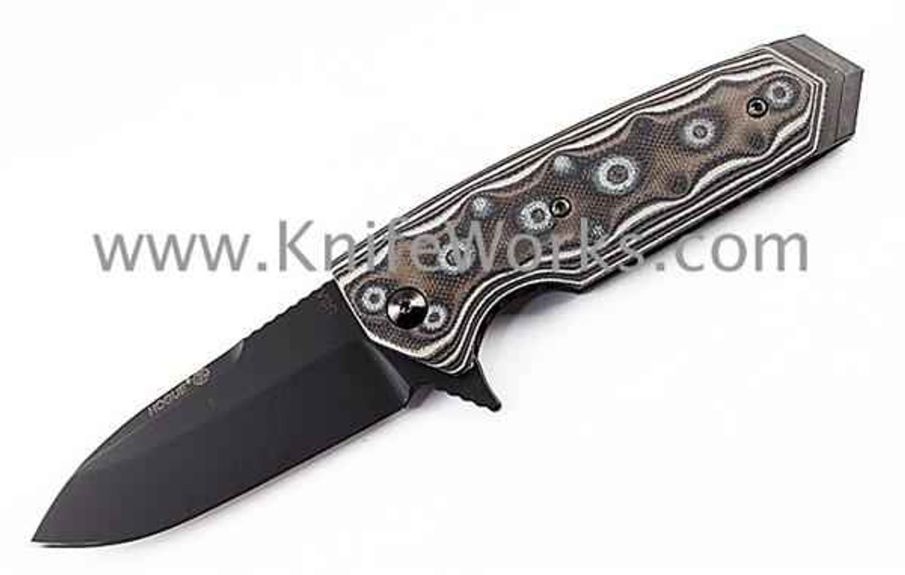 Hogue EX-02 (HO34239) 3.375" CPM-154CM Black Spear Point Plain Blade, Black and Gray G-Mascus G-10 Handle