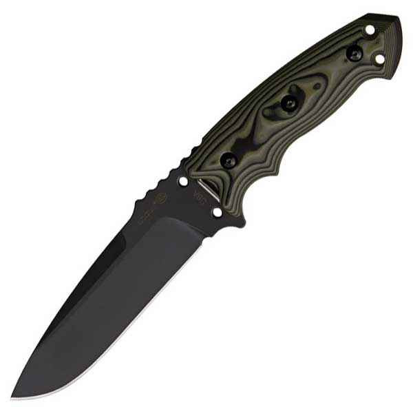 Hogue Tactical Fixed Blade (HO35178) 5.5" A2 Black Drop Point Plain Blade, Green G-Mascus G-10 Handle, Black Nylon Sheath