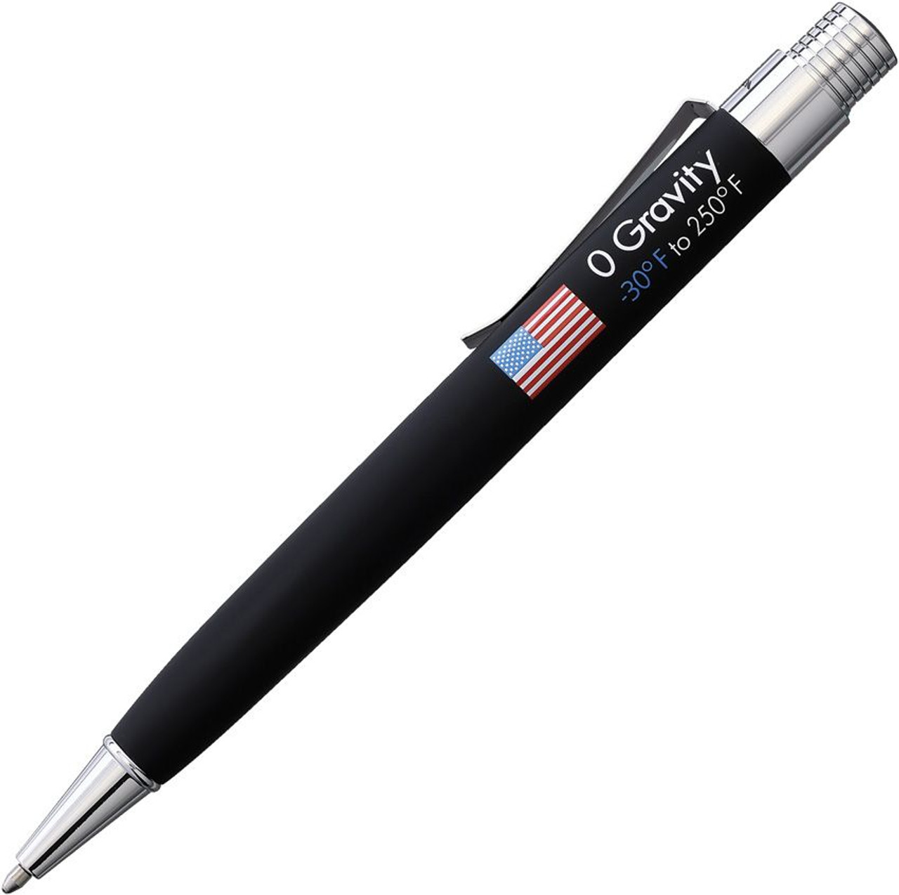 Fisher Pen Black Zero Gravity Pen (FP642445) Fisher Pressurized PR4, Black Ink, Medium Point, Matte Black Rubber, Rear Activation