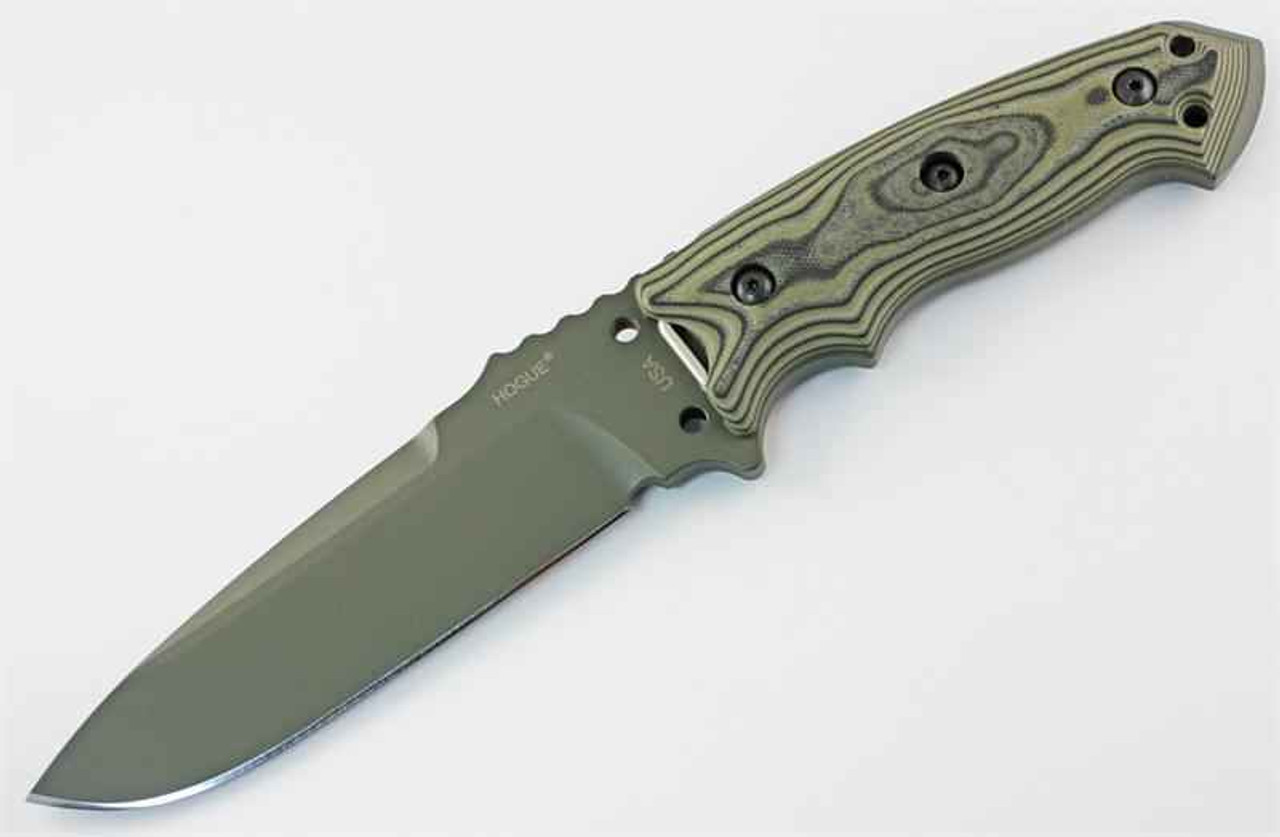 Hogue EX-F01 Tactical (HO35171) 5.5" A2 OD Green Drop Point Plain Blade, Green G-Mascus G-10 Handle, OD Green Nylon Sheath
