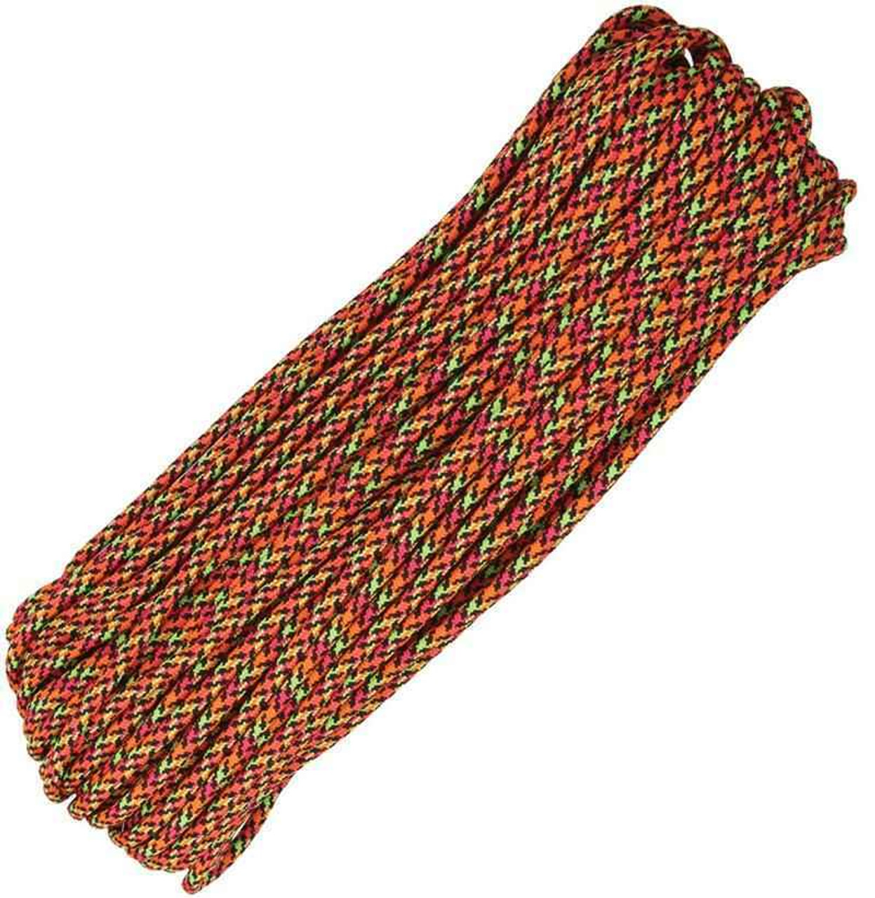 Parachute Cord Cosmic - (Orange, hot pink, neon green and black). 100 ft. length.