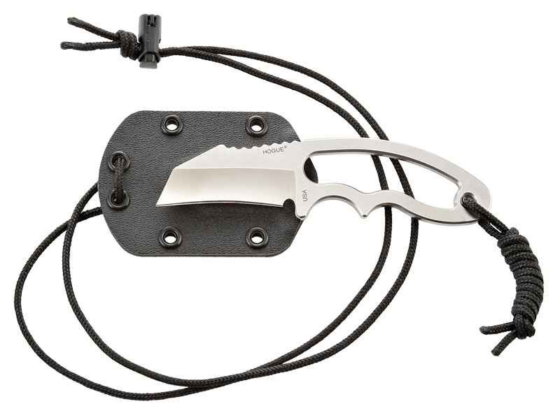 Houge EX-F03 Neck Knife (HO35360) 2.25" CPM-154CM Stonewashed Hawkbill Plain Blade, Gray Stainless Steel Handle, Black Kydex Sheath