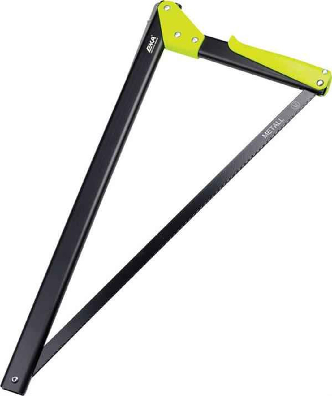 EKA Viking Combi-Saw. Approximately 21" closed, Black finish handles with lime green grip and connector.