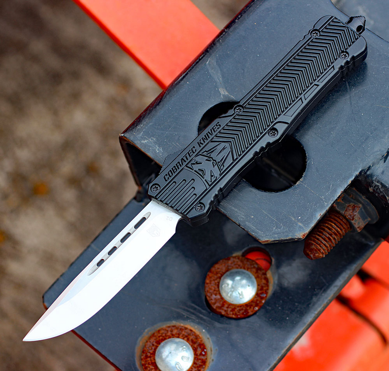 CobraTec Knives LBCTK-1LDNS Large CTK-1 Black, 3.75" D2 Steel Plain Blade