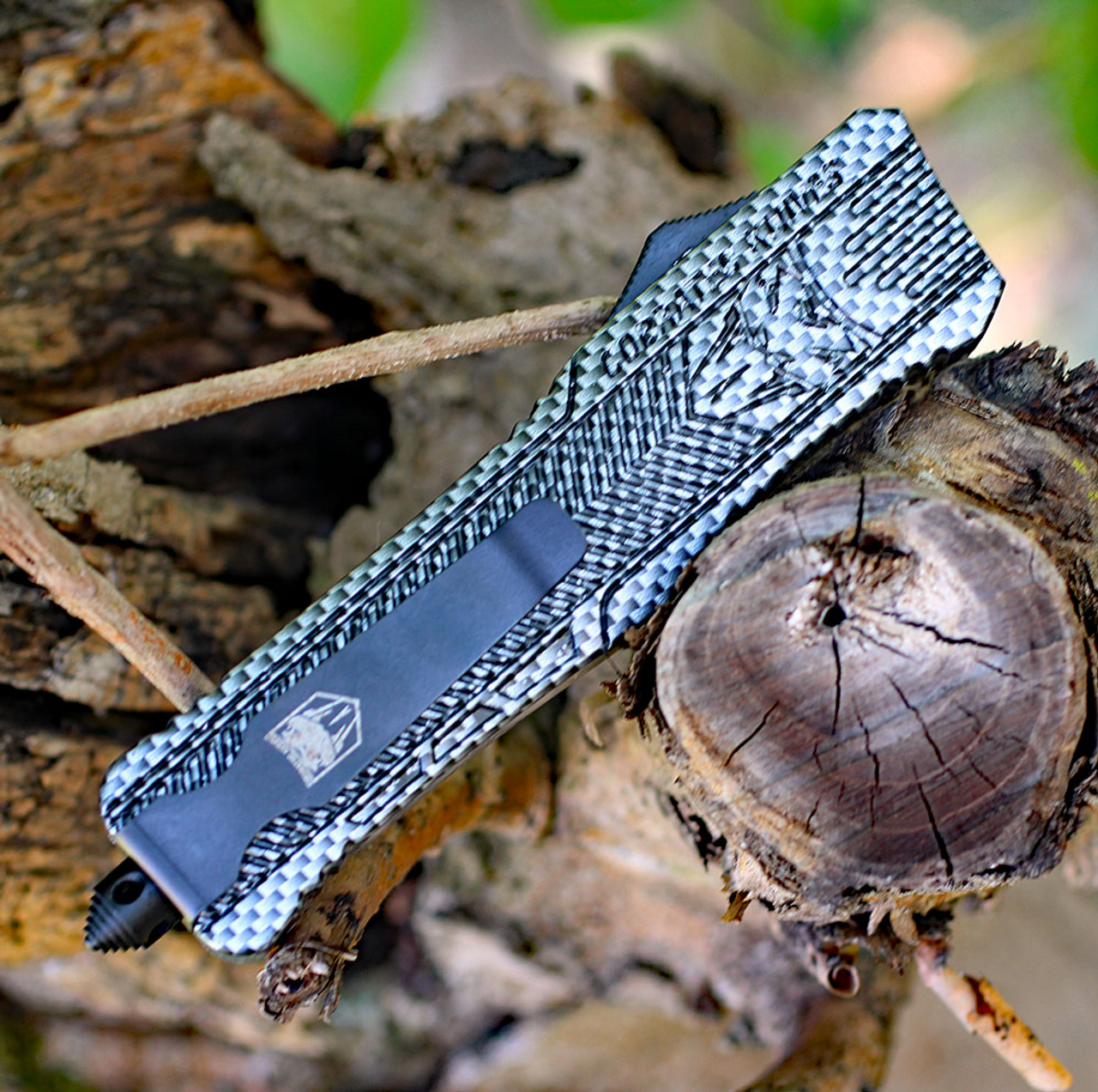 CobraTec Knives LCFCTK-1LTS Large CTK-1 Carbon Fiber Wrap, 3.75" D2 Steel Tanto Serrated Blade