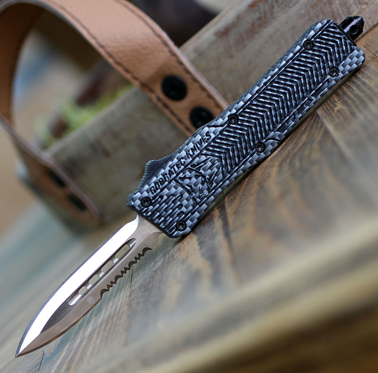 CobraTec Knives SCFCTK-1SDAG1SS Small CTK-1 Carbon Fiber Wrap, 2.75" D2 Steel Dagger One-Side Serrated Blade, Aluminum Handle