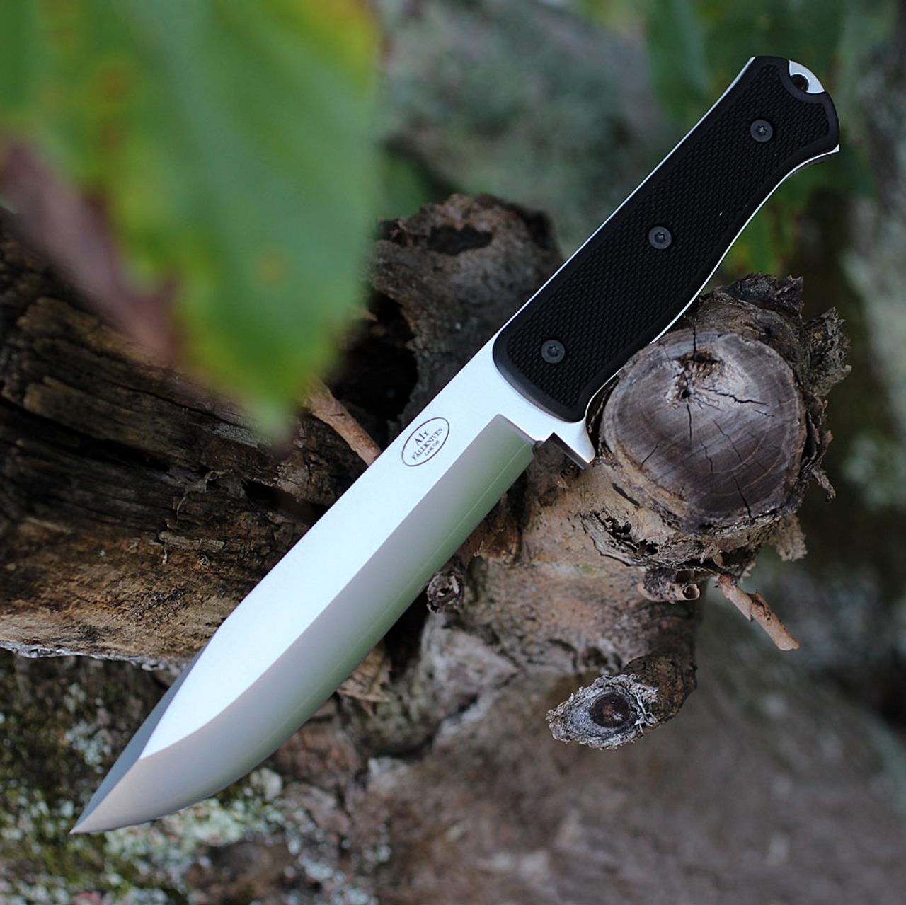 Fallkniven A1X Survival Knife (FNA1X) 6.25" Laminate Cobalt Steel Satin Drop Point Plain Blade, Black Textured Thermorun Handle, Black Zytel Sheath