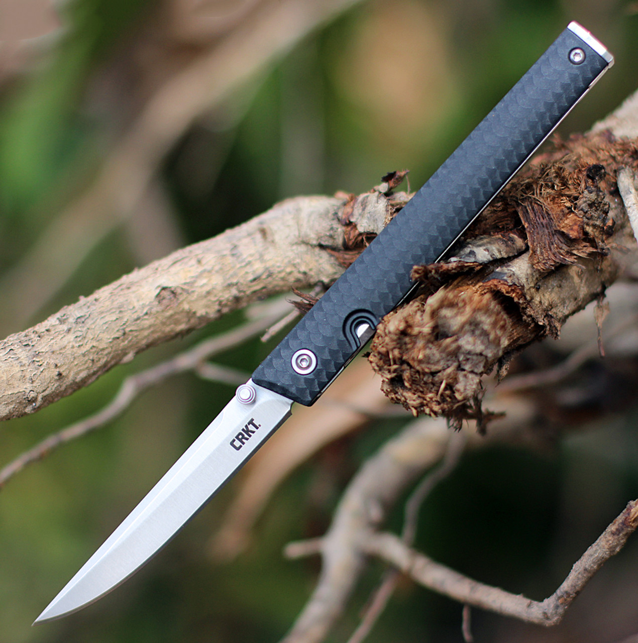 CRKT Ceo (CR7096) 3" 8Cr13MoV Satin Straight Back Plain Blade, Black Glass Reinforced Nylon Handle