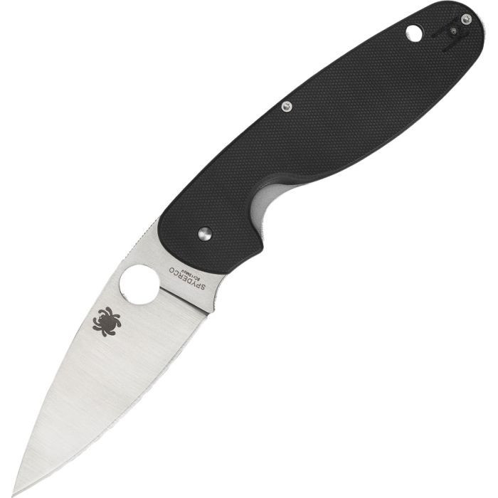 Spyderco Emphasis C245GP 3.58 inch 8Cr13MoV Satin Full Flat Drop Point Plain Edge Black G-10 Handle Liner Lock Folder