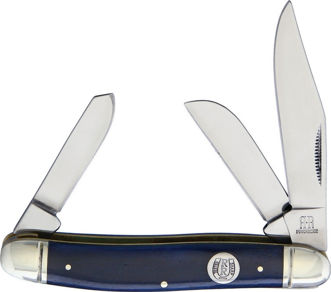 Rough Ryder RR1954 Stockman Blue Smooth Bone, Stainless Steel,  Bone Handle