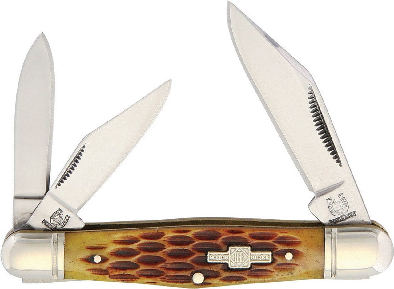 Rough Ryder RR106 Whittler Amber Bone, Stainless Steel, Jigged Bone Handle