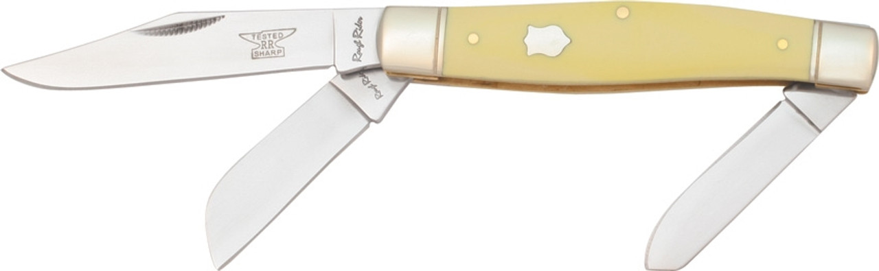 Rough Ryder RR603 Large Stockman Yellow, Stainless Steel, Synthetic Handle