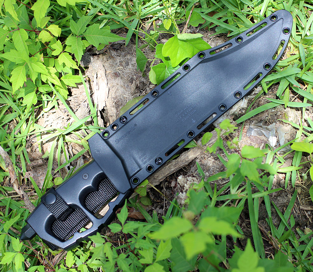 Cold Steel Chaos Bowie (CS80NTB) 10.375" SK-5 Black Clip Point Plain Blade, Black Aluminum Handle, Black Secure-Ex Sheath