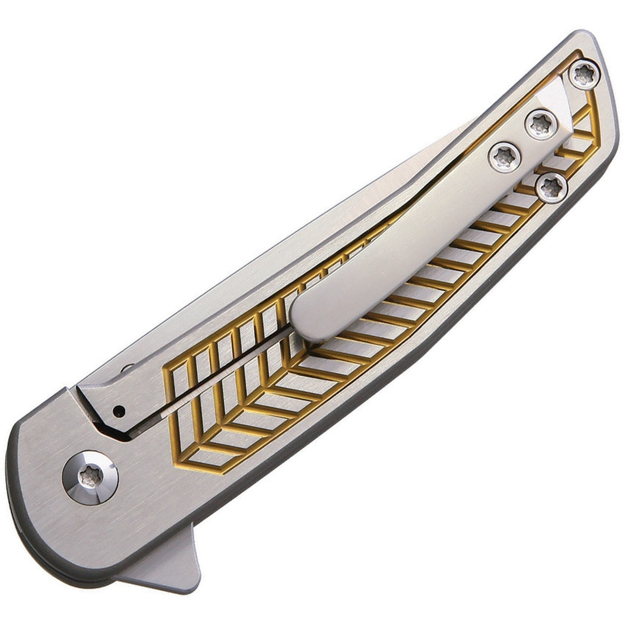 Alliance Designs ALS1GO Scout Framelock Gold, 2.4" RWL34 Plain Blade, Anodized Handle