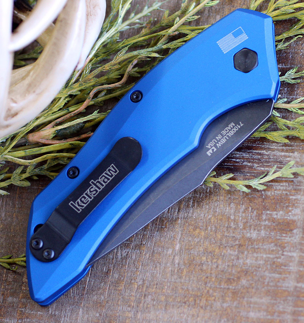 Kershaw Launch 1 KS7100BLUBW, 3.4" CPM154 Blackwash Finish Blade, Black Anodized Handle,