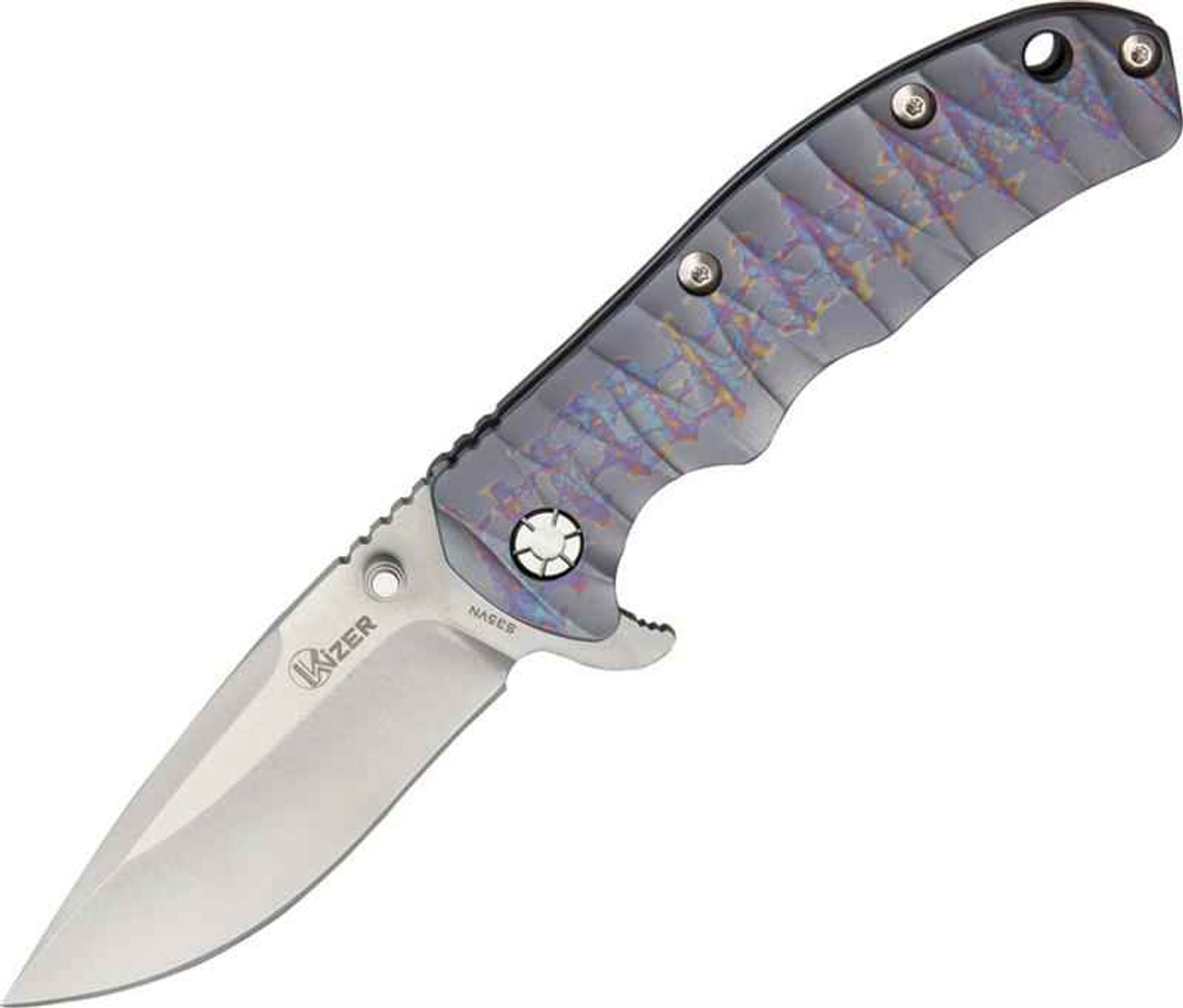 Kizer Cutlery KI401C1 Titanium Framelock, Stonewash S35VN, Titanium Handle