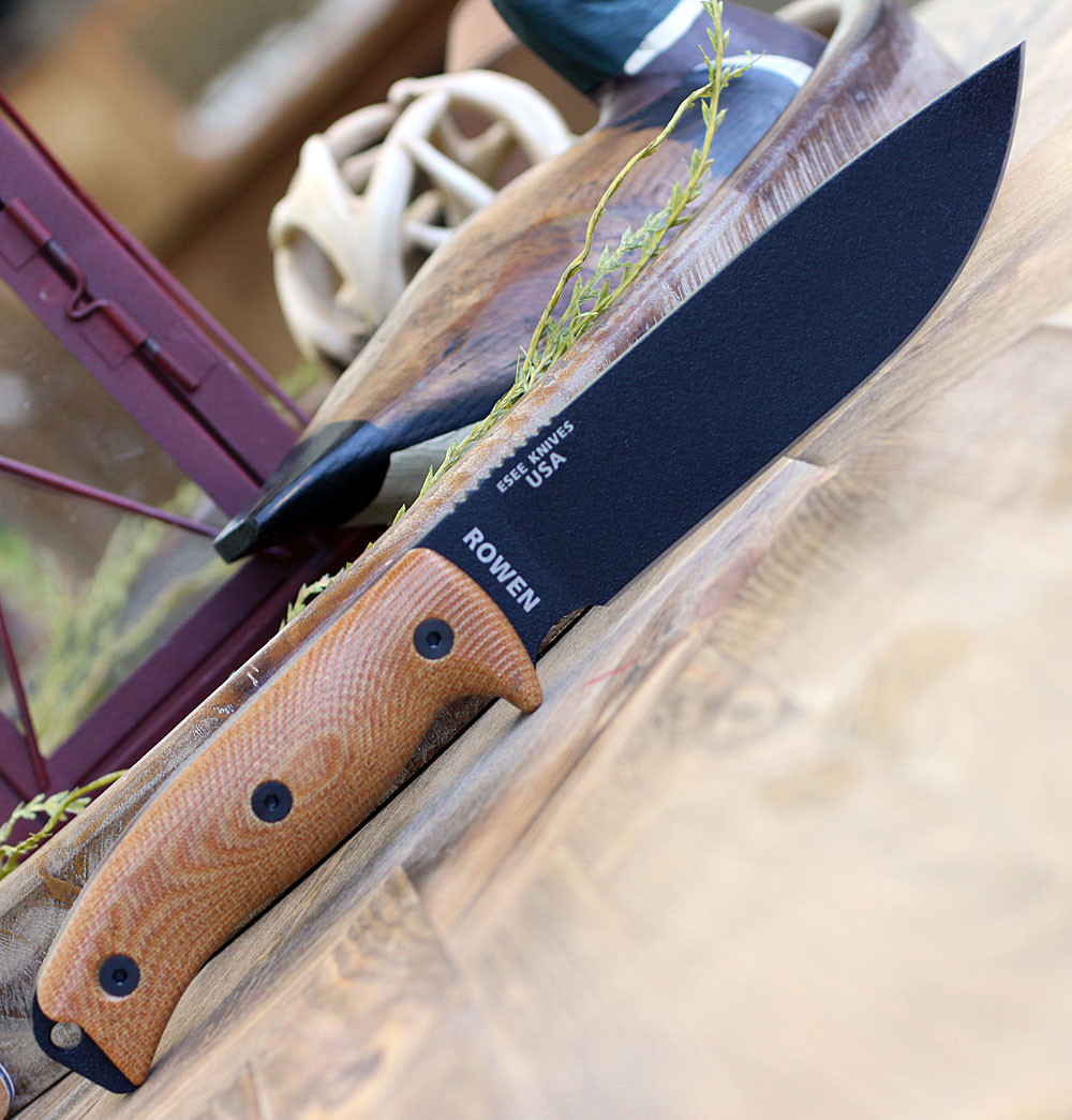 ESEE-6 3D Handle Fixed Blade Knife (6PB-011)-6.50" Black 1095 Drop Point Blade, Natural Canvas Micarta Handle