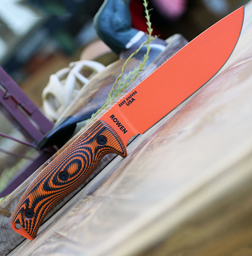 ESEE-6 3D Handle 6POR-006 1095 Orange Drop Point Blade Open Detail View