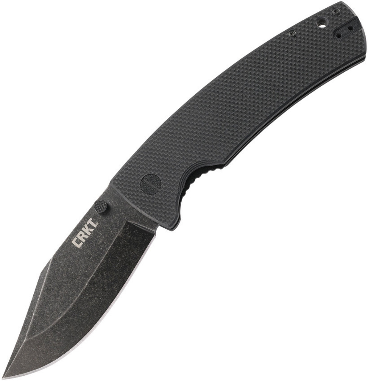 CRKT Gulf (CR2795) 4" 8Cr13MoV Blackwashed Clip Point Plain Blade, Black G-10 Handle