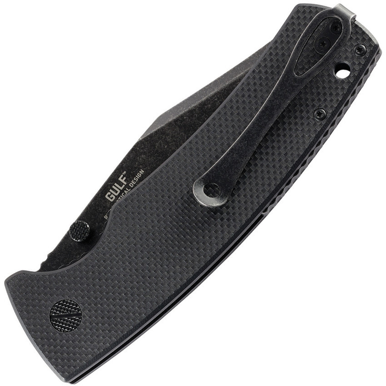 CRKT Gulf (CR2795) 4" 8Cr13MoV Blackwashed Clip Point Plain Blade, Black G-10 Handle