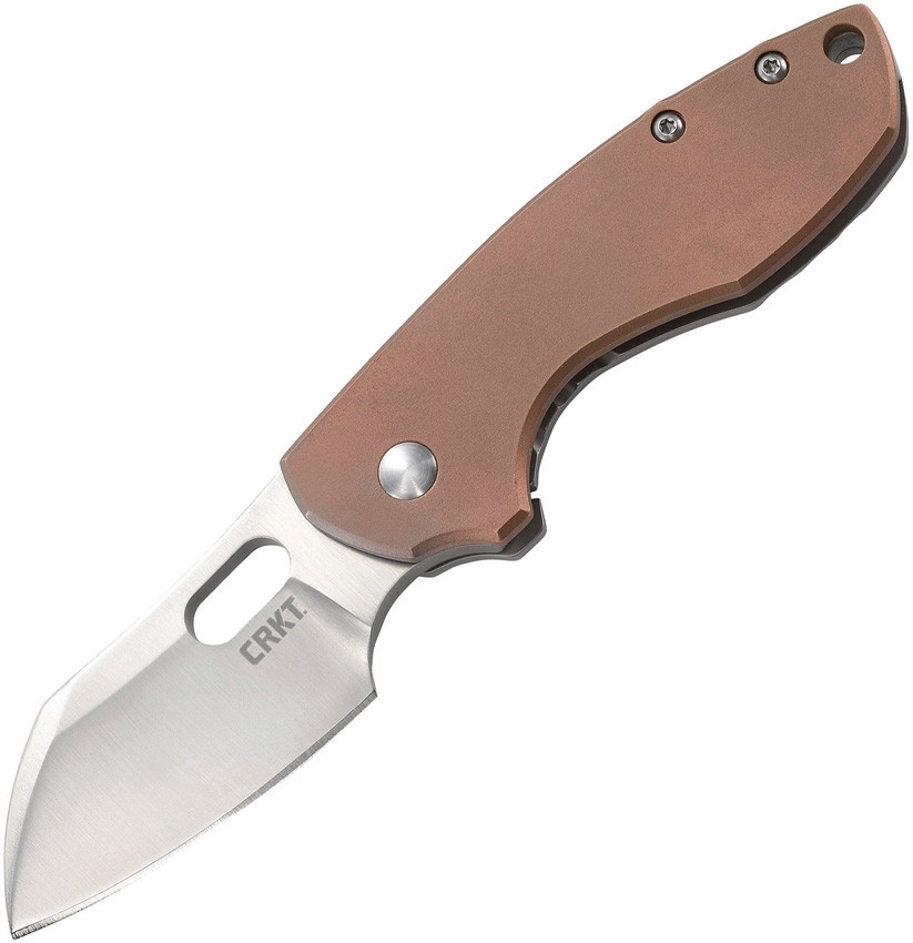 CRKT Pilar (CR5311CU) 2.38" 8Cr13MoV Satin Sheepsfoot Plain Blade, Copper Handle with Satin Finished 2Cr13 Stainless Steel Back Handle