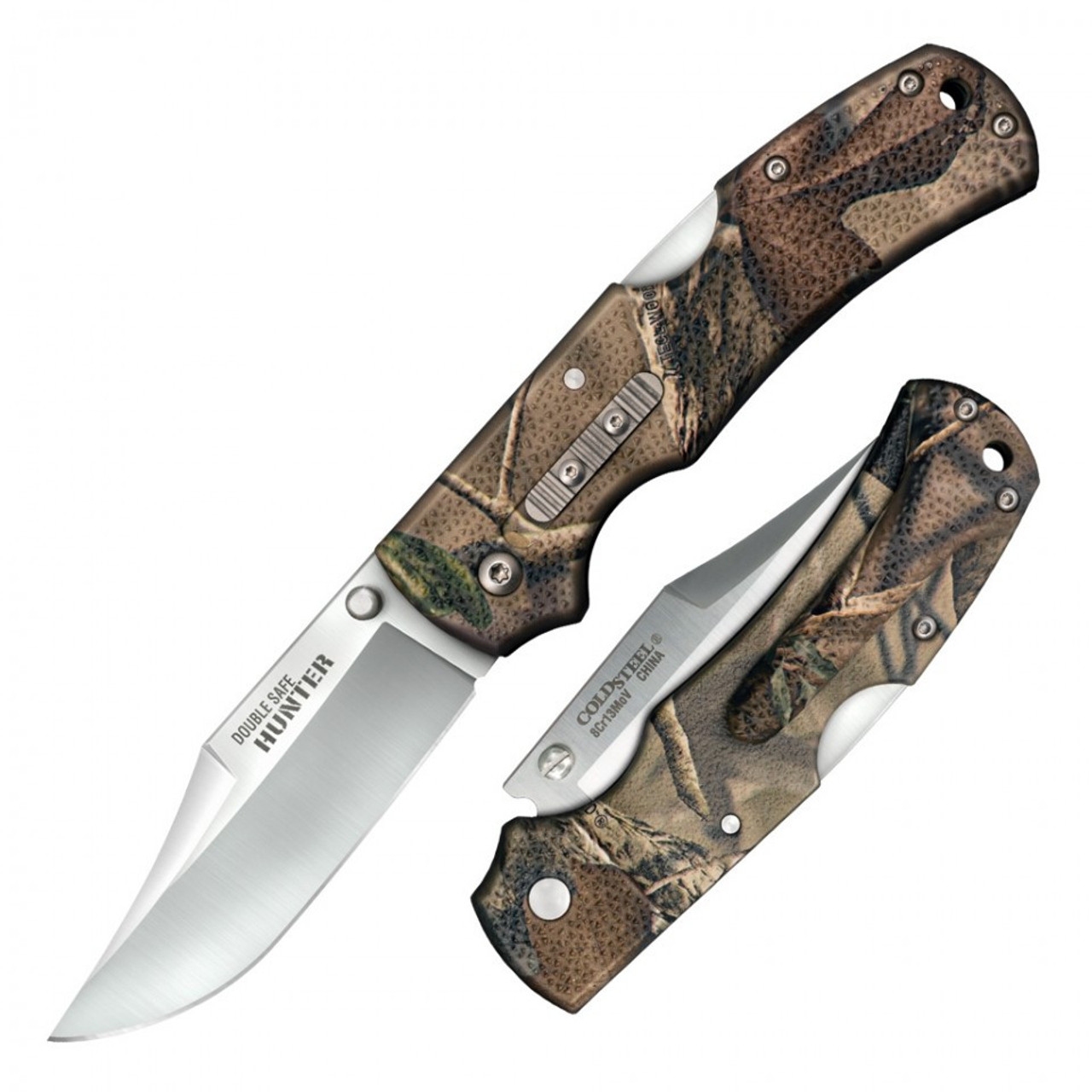 Cold Steel Double Safe Hunter Camo CS23JD, 3 1/2" 8Cr13MoV Plain Blade, Camo Long GFN Handle-COMING SOON!