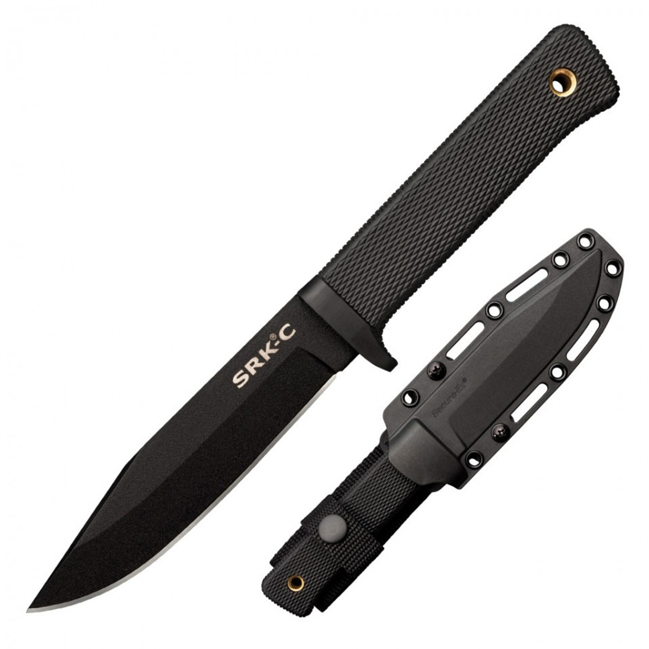 Cold Steel SRK Compact (CS49LCKD) 5" SK-5 Black Clip Point Plain Blade, Black Kray-Ex Handle, Black Secure-Ex Sheath