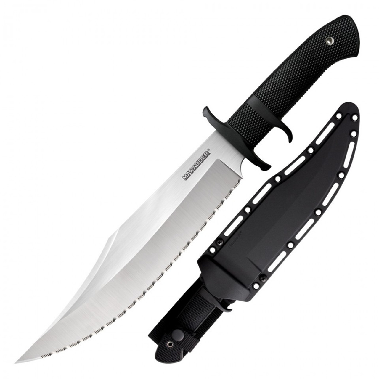 Cold Steel Marauder (CS39LSWBS) 9" AUS-8A Stonewashed Clip Point Serrated Blade, Black Kraton Handle, Black Kydex Sheath