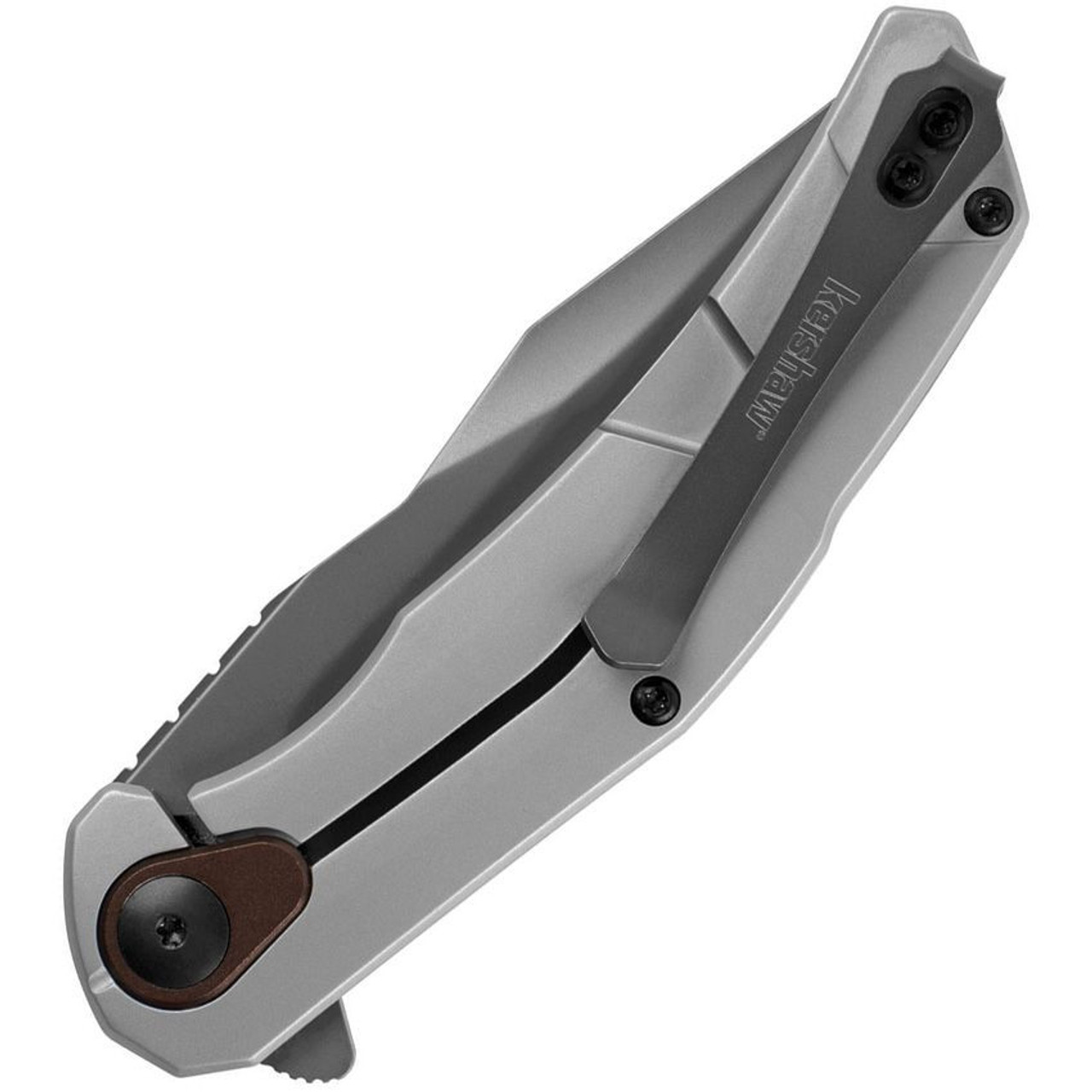 Kershaw Believer Assisted Opening Knife (2070)- 3.25" Gray 8Cr13MoV Clip Point Blade, Silver Stainless Steel Handle