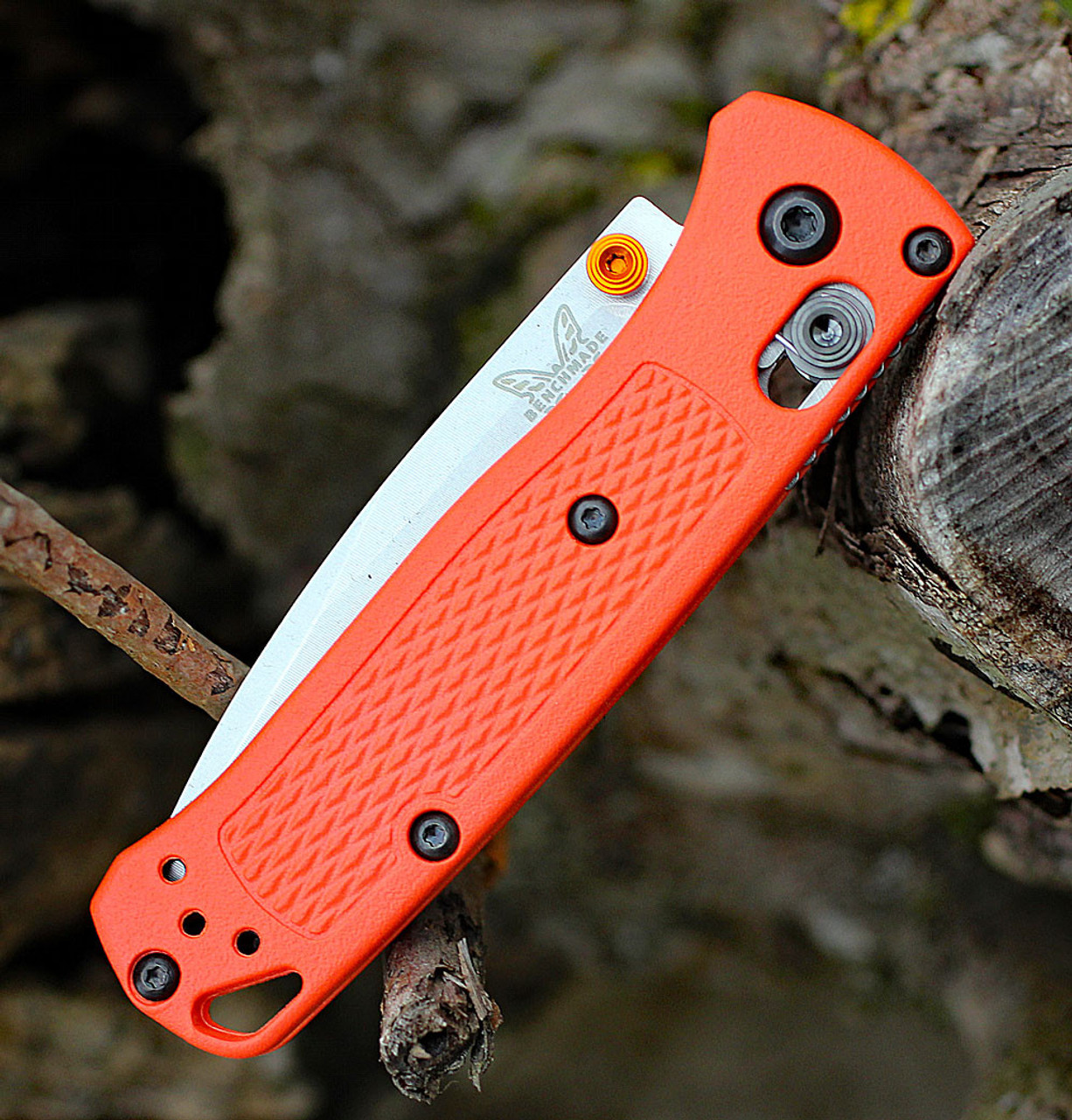 Benchmade 533 Mini Bugout, 2.82" CPM-S30V Drop-Point Plain Blade, Orange Grivory Handle