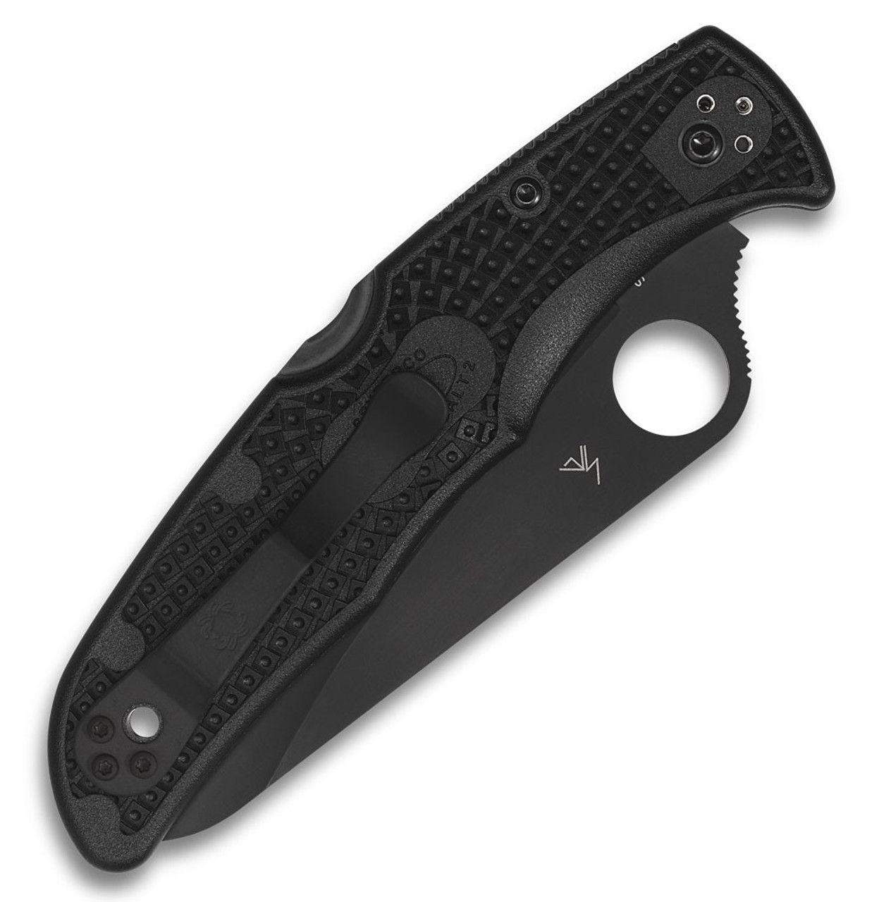 Spyderco Pacific Salt 2 C91SBBK2, 3.78" H2 Steel Black Serrated Blade, Black FRN Handle