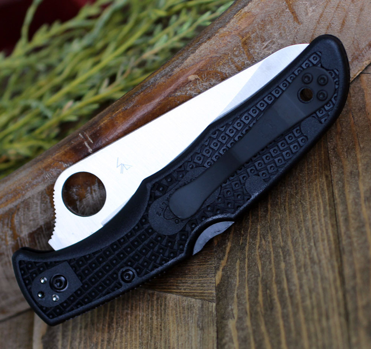 Spyderco Pacific Salt 2 C91SBK2, 3.78" H1 Steel Satin Serrated Blade, Black FRN Handle