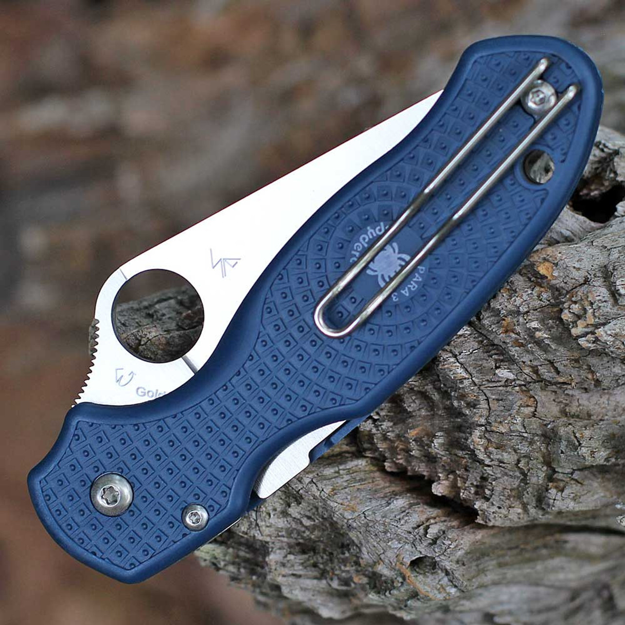 Spyderco Para 3 Lightweight C223PCBL, 2.92" CPM SPY27 Satin Plain Blade, Blue FRN Handle
