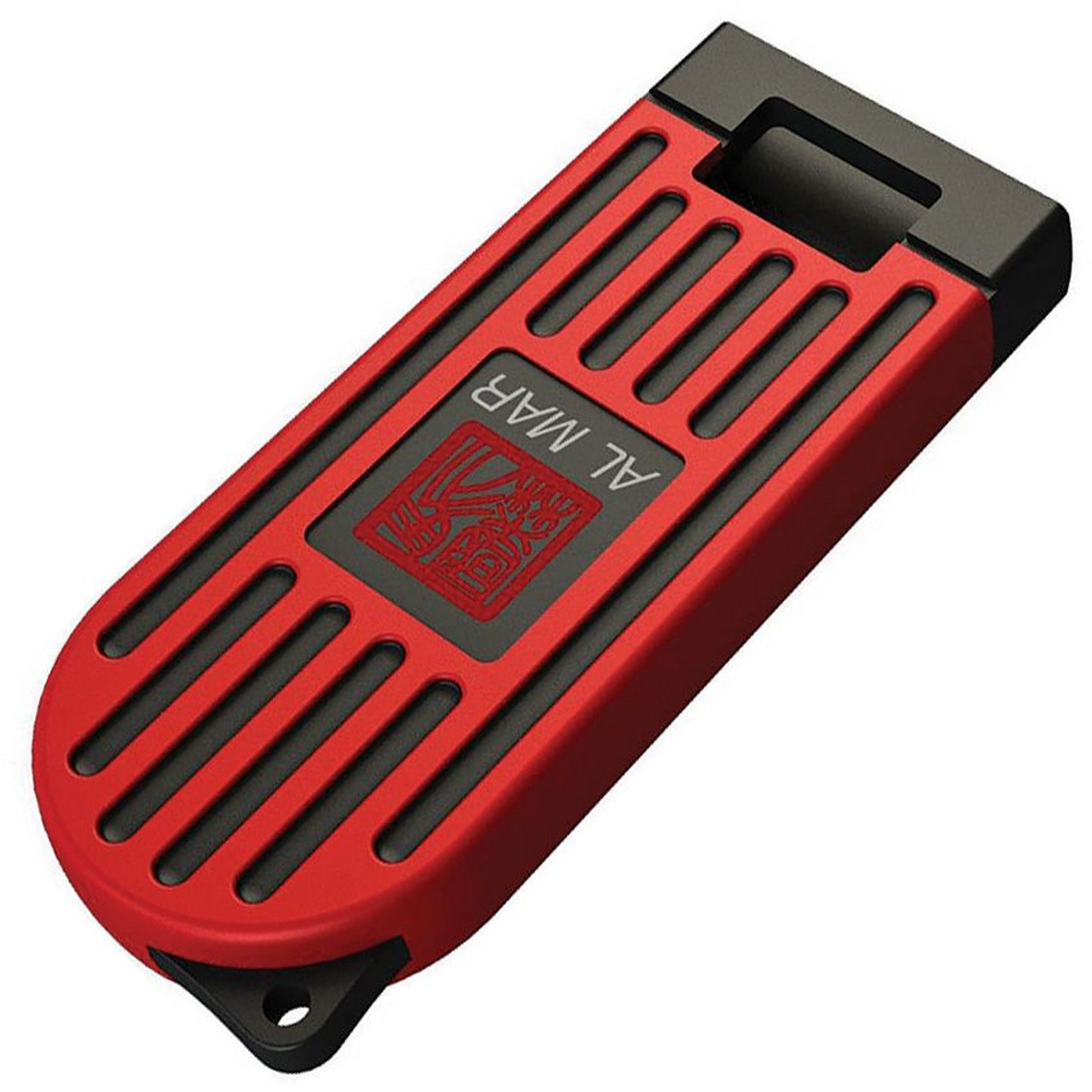 Al Mar 1.3" Stinger Keychain AMK1001RBK - 1.3" Satin D2 Plain Blade, Red Polymer Handle