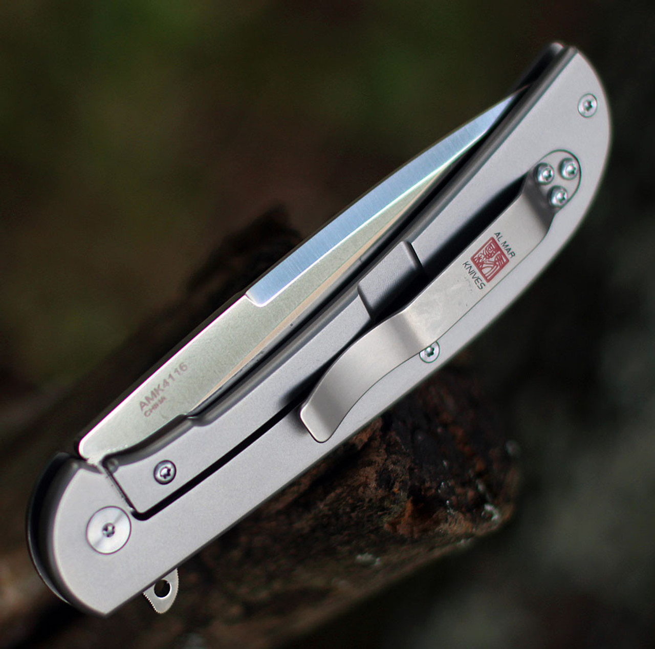 Al Mar Ultralight Titanium Framelock, 4116  4" TC4 Titanium, Plain Blade, Titanium Handle