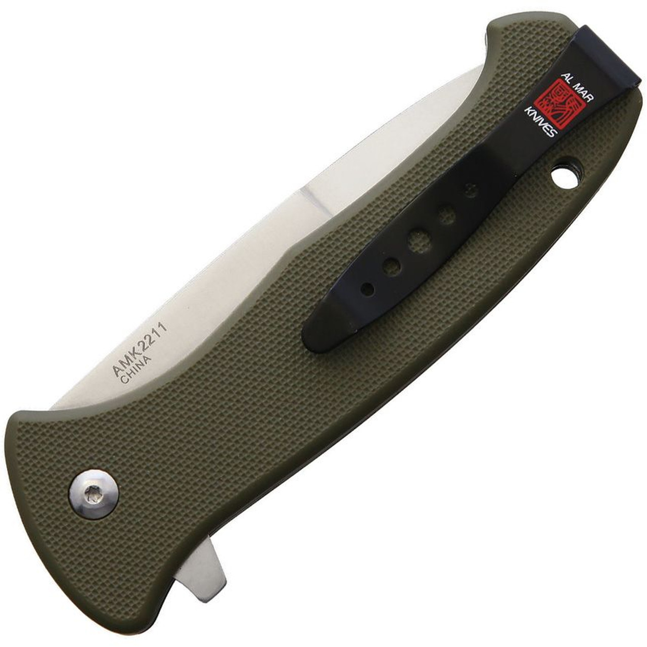 Al Mar S.E.R.E. 2020 Linerlock A/O AMK2211 - 3.6" 8Cr13MoV SS Partially Serrated Blade, OD Green FRN Handle