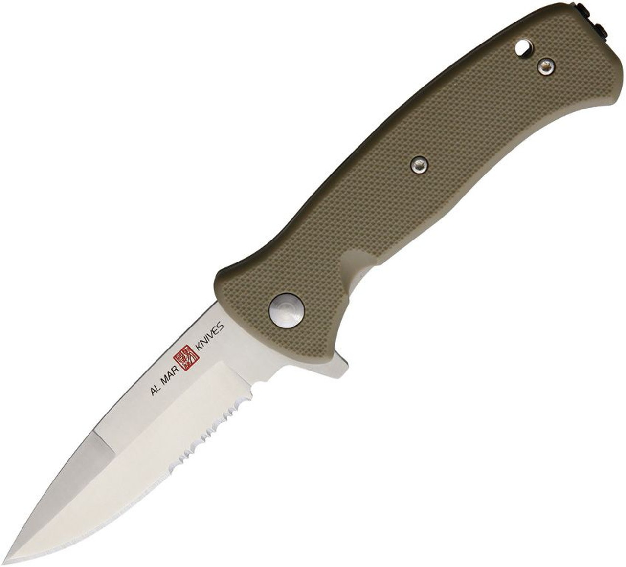 Al Mar Mini SERE 2020 Linerlock A/O AMK2213 - 3.0" 8Cr13MoV SS Partially Blade, Coyote Brtown FRN Handle