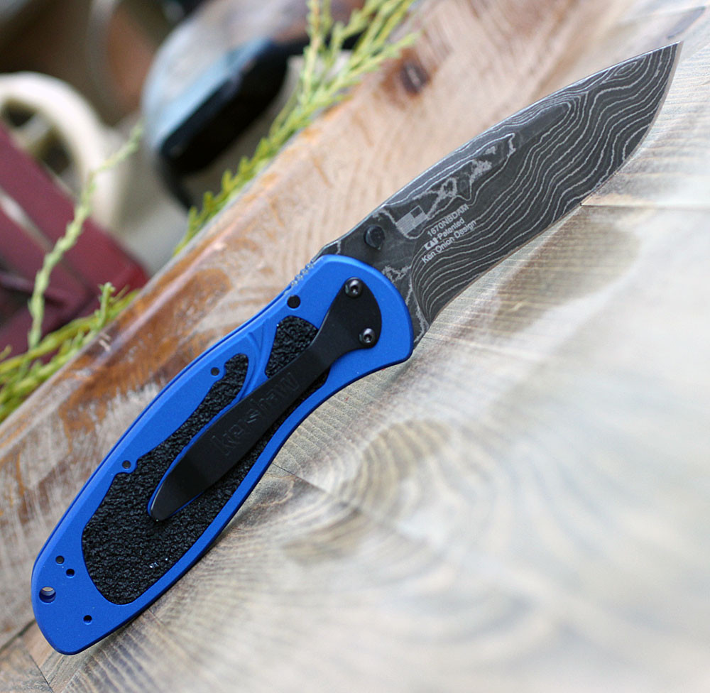 ブルース・リーフギヤ Kershaw Navy Blue Damascus Blur 1670NBDAM 3.4