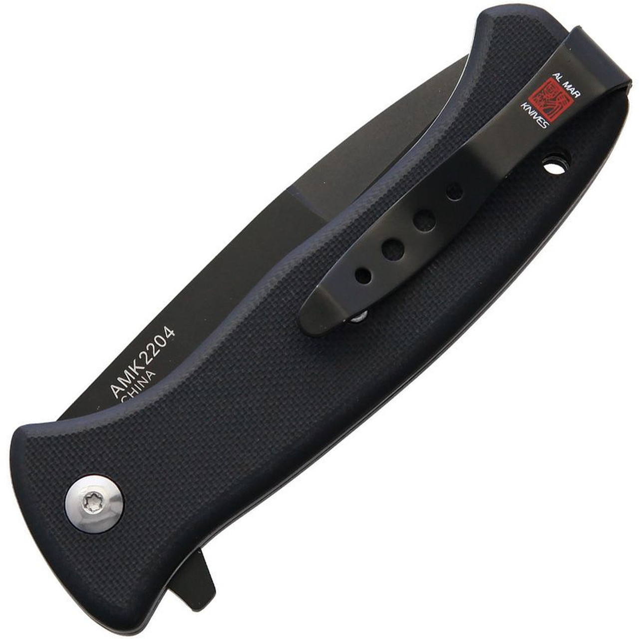 Al Mar Mini S.E.R.E. 2020 Night G Liner lock A/O 2204 - 3" D2 Matte Black Titanium Combo Blade, Black G-10 Handle