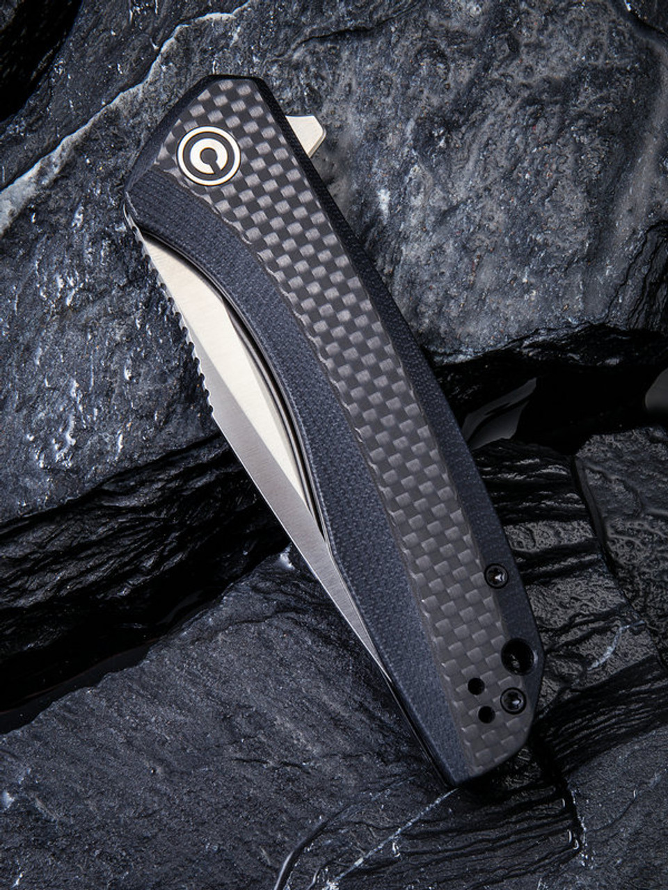 CIVIVI Baklash Folding Knife (C801D)- 3.50" Satin 9Cr18MoV Drop Point Blade, Black G-10 and Carbon Fiber Overlay Handles