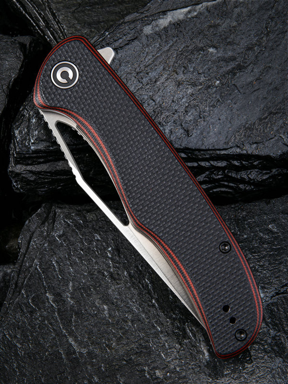 CIVIVI Shredder Folding Knife (C912B)- 3.70" Satin D2 Clip Point Blade, Black and Red G-10 Handles